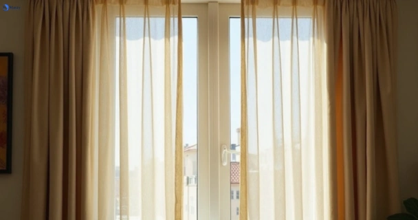 Dusty and dull curtains in eagle-heights before steam cleaning